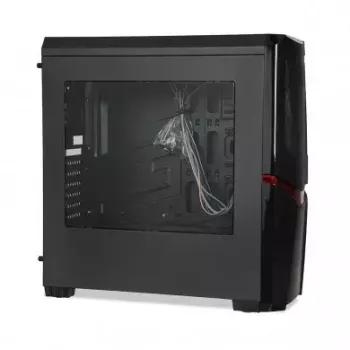 Carcasa de PC IBOX ORCUS X14 Midi Tower negra — ITX/ATX, ventana lateral, iluminación roja, 3 bahías de 3,5 pulgadas, 2 bahías de 2,5 pulgadas, 1 de 5,25 pulgadas, USB 3.2 Gen1 Type-A