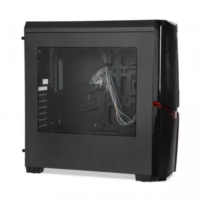 Caja de PC iBox Orcus X14 Midi Tower, ATX/Micro ATX/ITX, ventana lateral, 2 ventiladores de 120 mm con iluminación roja, 3 bahías de 3,5 pulgadas, 2 de 2,5 pulgadas, 1 de 5,25 pulgadas, USB 3.0, negra