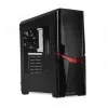 Caja de PC iBox Orcus X14 Midi Tower, ATX/Micro ATX/ITX, ventana lateral, 2 ventiladores de 120 mm con iluminación roja, 3 bahías de 3,5 pulgadas, 2 de 2,5 pulgadas, 1 de 5,25 pulgadas, USB 3.0, negra