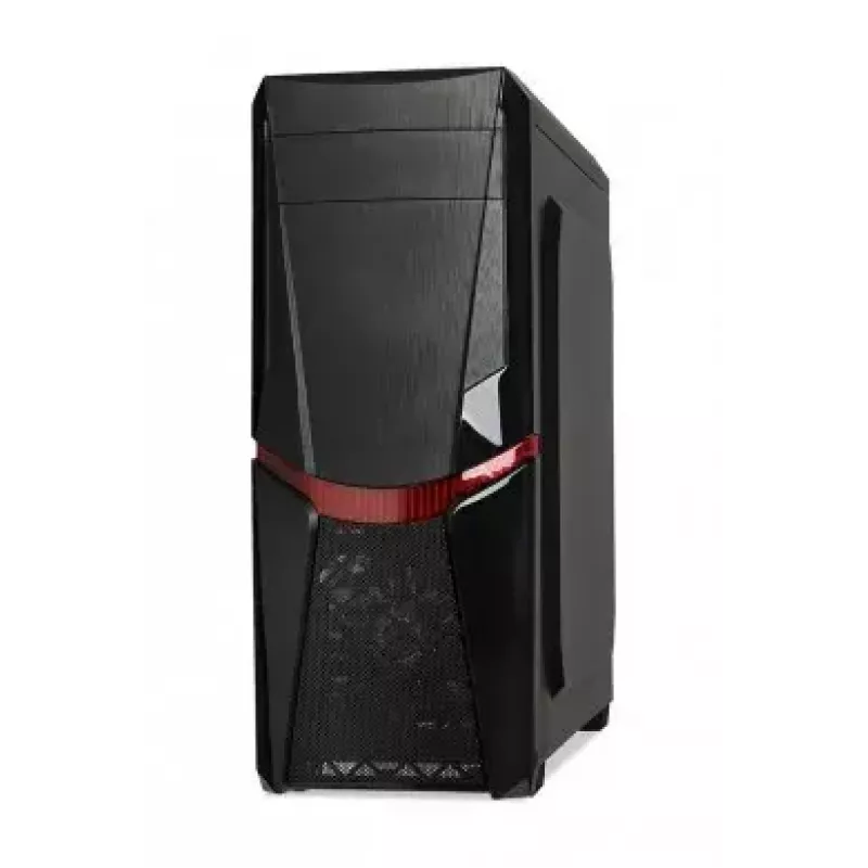 Caja de PC iBox Orcus X14 Midi Tower, ATX/Micro ATX/ITX, ventana lateral, 2 ventiladores de 120 mm con iluminación roja, 3 bahías de 3,5 pulgadas, 2 de 2,5 pulgadas, 1 de 5,25 pulgadas, USB 3.0, negra