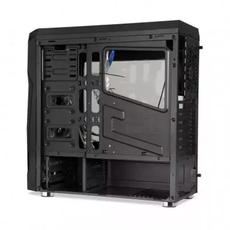 Caja de PC iBox Orcus X14 Midi Tower, ATX/Micro ATX/ITX, ventana lateral, 2 ventiladores de 120 mm con iluminación roja, 3 bahías de 3,5 pulgadas, 2 de 2,5 pulgadas, 1 de 5,25 pulgadas, USB 3.0, negra
