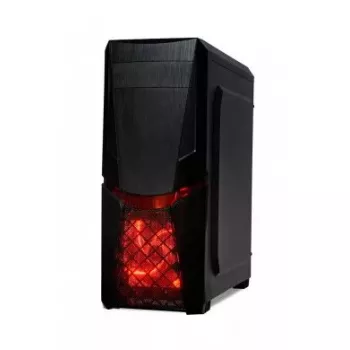 Carcasa de PC IBOX ORCUS X14 Midi Tower negra — ITX/ATX, ventana lateral, iluminación roja, 3 bahías de 3,5 pulgadas, 2 bahías de 2,5 pulgadas, 1 de 5,25 pulgadas, USB 3.2 Gen1 Type-A