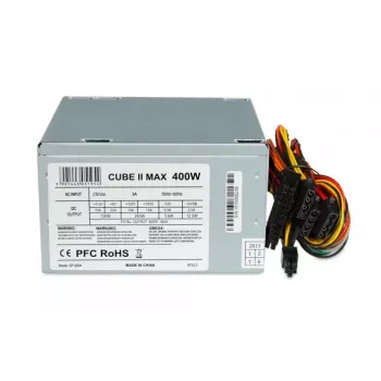 Fuente de alimentación ATX IBOX CUBE II 400 W — 20+4 pines, ventilador de 120 mm, plateada
