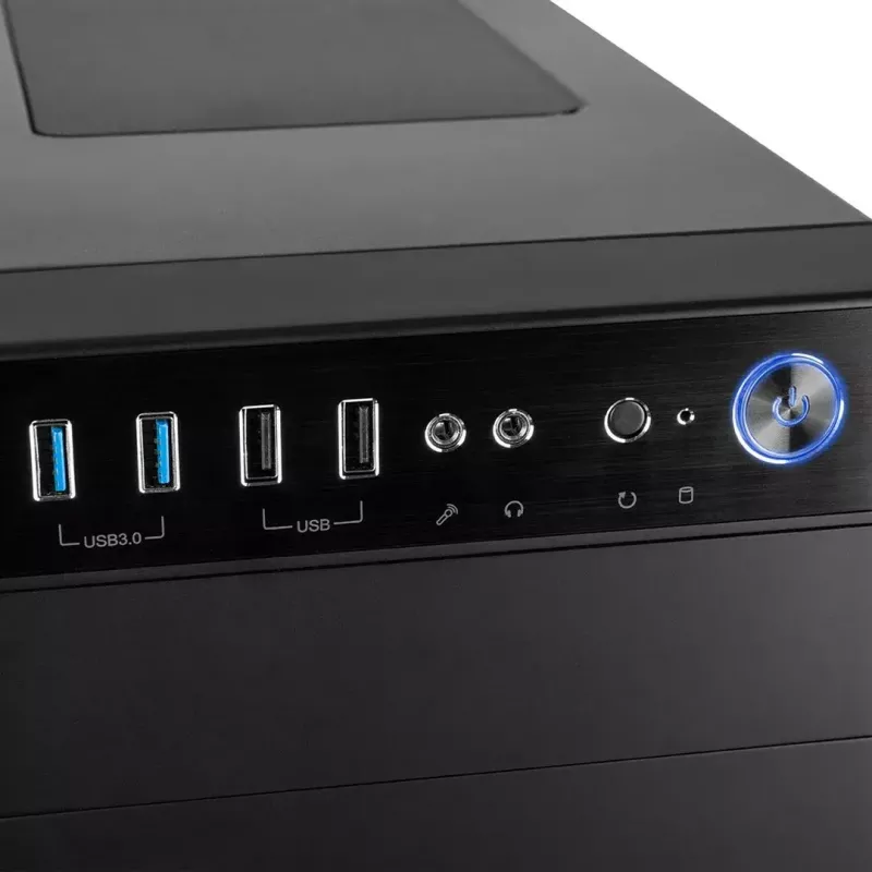Caja de PC Modecom Oberon Pro Midi Tower, ATX/Micro ATX/ITX, ventana lateral, tarjeta gráfica de hasta 395 mm, 2x USB 3.0, negra