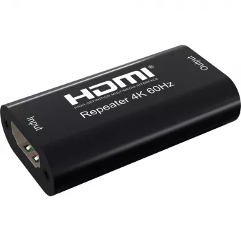 Repetidor AV TECHLY IDATA-HDMI2-RIP4KT — HDMI 2.0, HDCP 2.2, 4096×2160, distancia máxima 40 m, negro