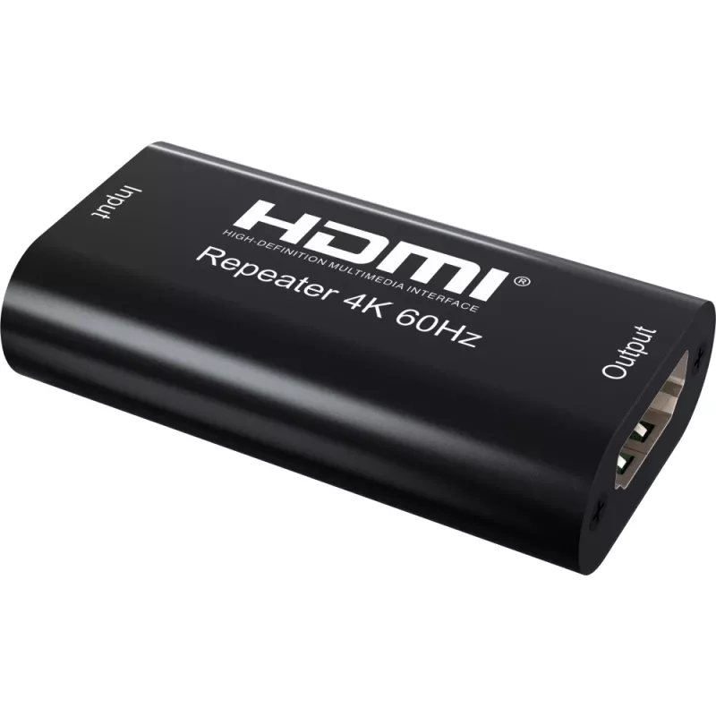 Repetidor AV TECHLY IDATA-HDMI2-RIP4KT — HDMI 2.0, HDCP 2.2, 4096×2160, distancia máxima 40 m, negro