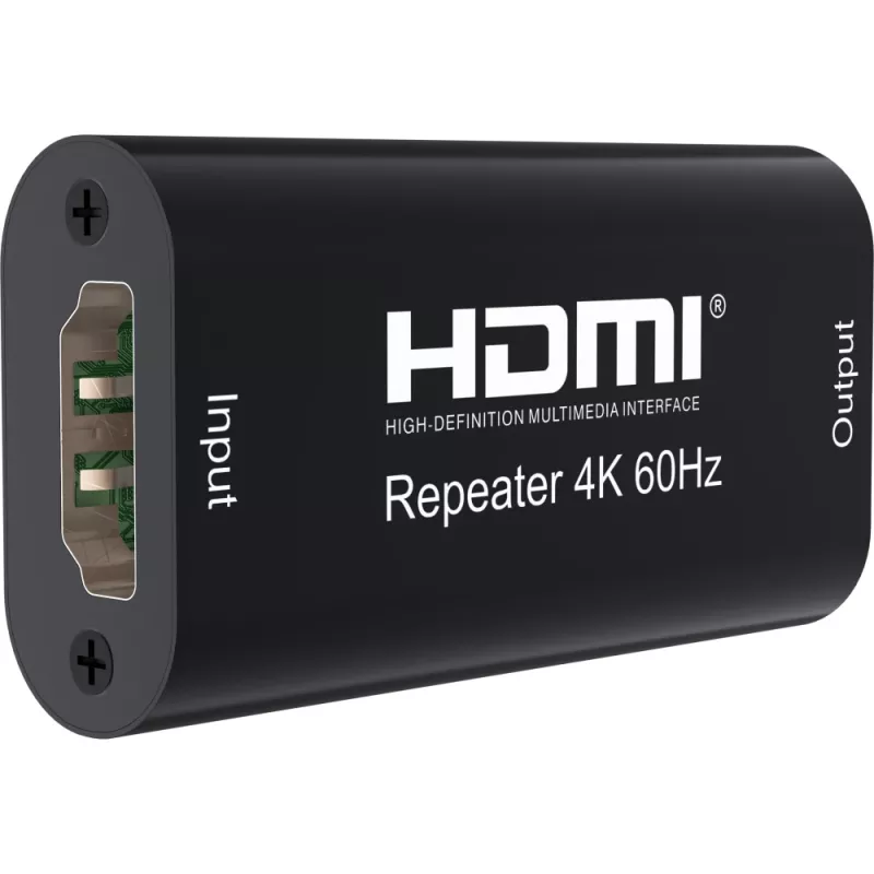 Repetidor AV TECHLY IDATA-HDMI2-RIP4KT — HDMI 2.0, HDCP 2.2, 4096×2160, distancia máxima 40 m, negro