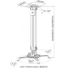 Extensión de soporte de techo para proyector Techly 545-900 mm plata ICA-PM 18M