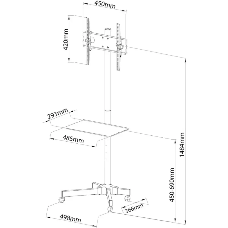 Soporte de suelo con ruedas Techly LCD/LED/Plasma 23