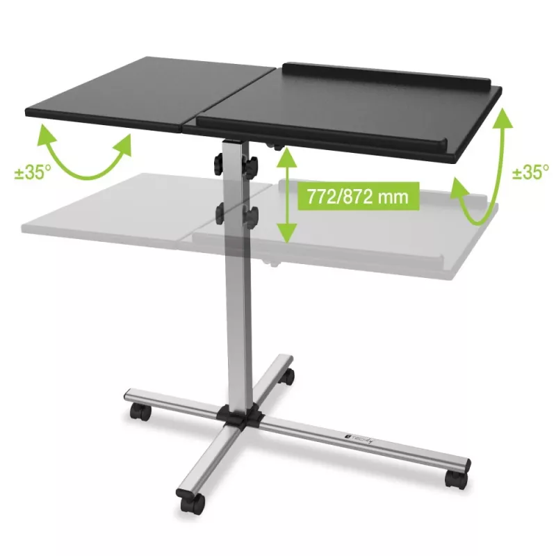 Soporte para portátil Techly universal carrito ajustable para portátil proyector negro