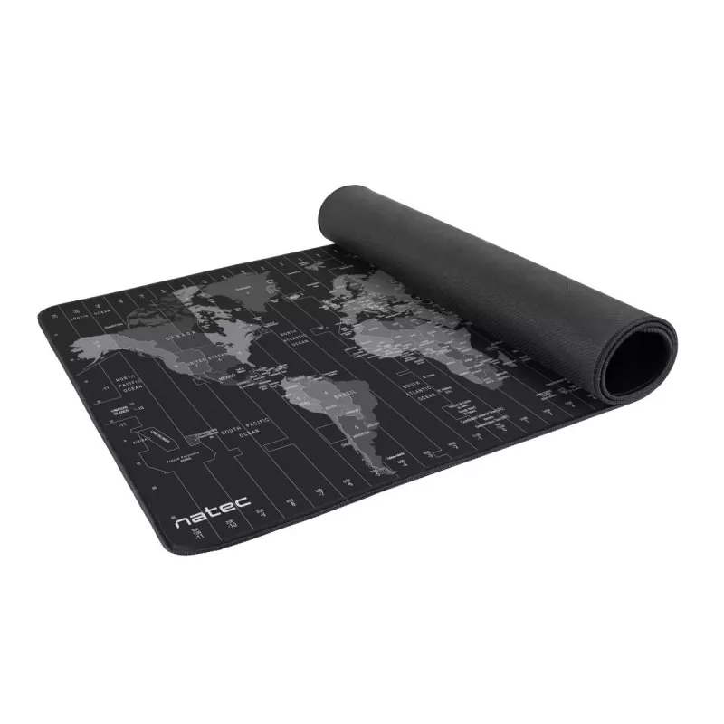 Alfombrilla NATEC Time Zone Map Maxi — tela 400×800 mm, 2,5 mm, impermeable, antideslizante
