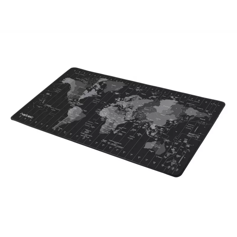 Alfombrilla NATEC Time Zone Map Maxi — tela 400×800 mm, 2,5 mm, impermeable, antideslizante