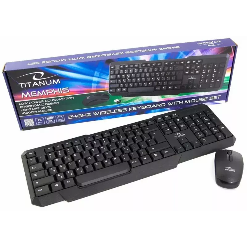Titanum Memphis TK108 kit de teclado y ratón USB, negro