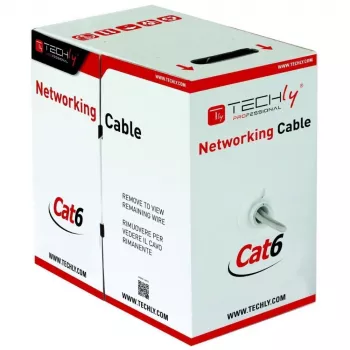 Cable de red TECHLY Cat.6 U/UTP CCA 305 m, 23 AWG, 250 MHz, gris