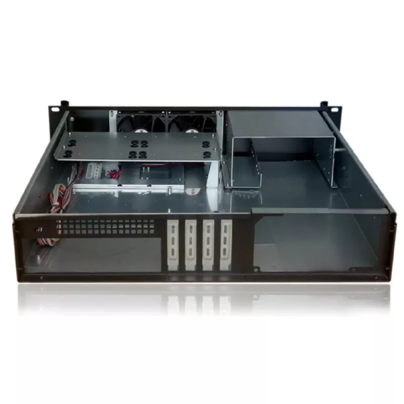 Carcasa para rack de servidor TECHLY I-CASE IPC-240L, 2U, Micro-ATX, 4 bahías de 3,5 pulgadas, 1 bahía de 5,25 pulgadas, 465x400x88,8 mm, negra