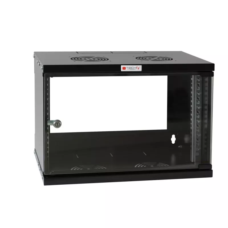 Caja de pared Techly 19 6U D450 negra montada I-CASE EL-1006B45