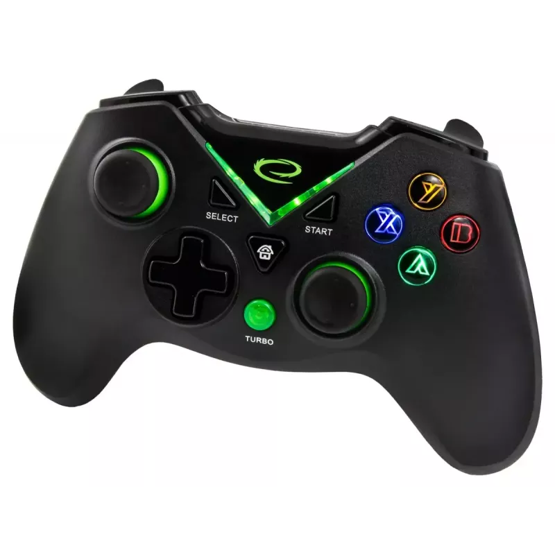 Mando de juegos inalámbrico ESPERANZA EGG112K 2,4 GHz para PC y PS3, receptor USB, negro, 12 botones, sticks analógicos
