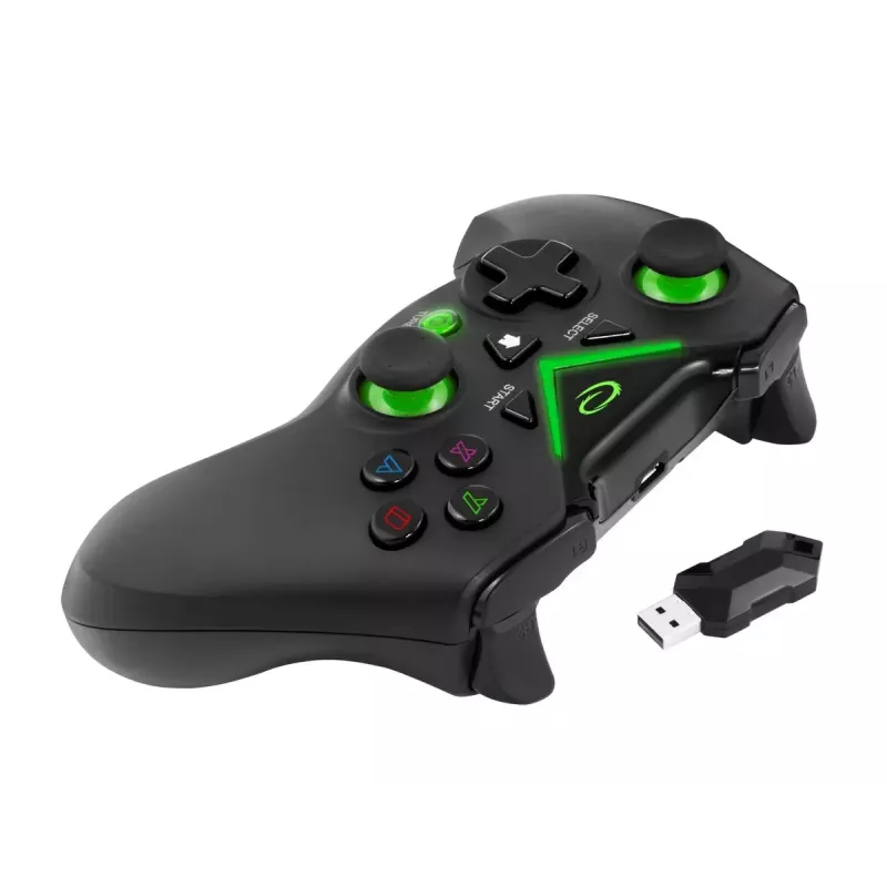 Mando de juegos inalámbrico ESPERANZA EGG112K 2,4 GHz para PC y PS3, receptor USB, negro, 12 botones, sticks analógicos