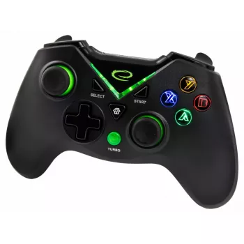 Mando de juegos inalámbrico ESPERANZA EGG112K 2,4 GHz para PC y PS3, receptor USB, negro, 12 botones, sticks analógicos