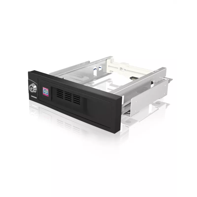 ICY BOX IB-168SK-B bahía extraíble sin bandeja para HDD SATA de 3,5″ en ranura de 5,25″ (13,3 cm), con cerradura, negra