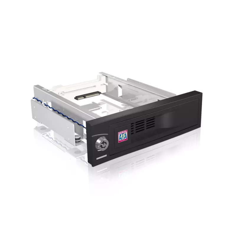 ICY BOX IB-168SK-B bahía extraíble sin bandeja para HDD SATA de 3,5″ en ranura de 5,25″ (13,3 cm), con cerradura, negra