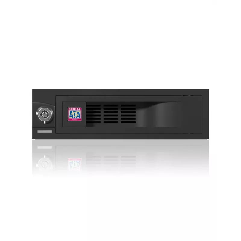 ICY BOX IB-168SK-B bahía extraíble sin bandeja para HDD SATA de 3,5″ en ranura de 5,25″ (13,3 cm), con cerradura, negra
