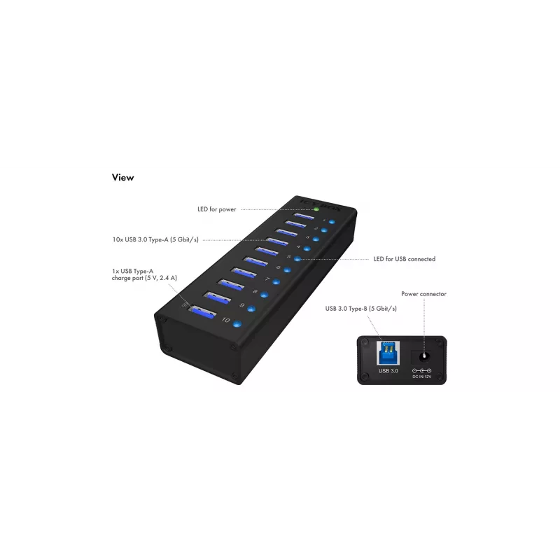ICY BOX IB-AC6110 USB 3.2 Gen 1 (3.1 Gen 1) Type-B 5000 Mbit/s negro
