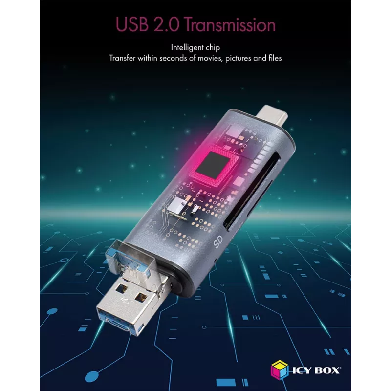 ICY BOX IB-CR200-C Lector de tarjetas USB 2.0 negro