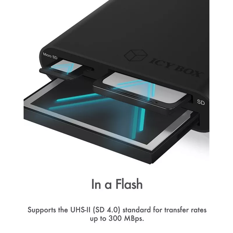 ICY BOX IB-CR301-U3 Lector de tarjetas USB 3.2 Gen 1 (3.1 Gen 1) negro