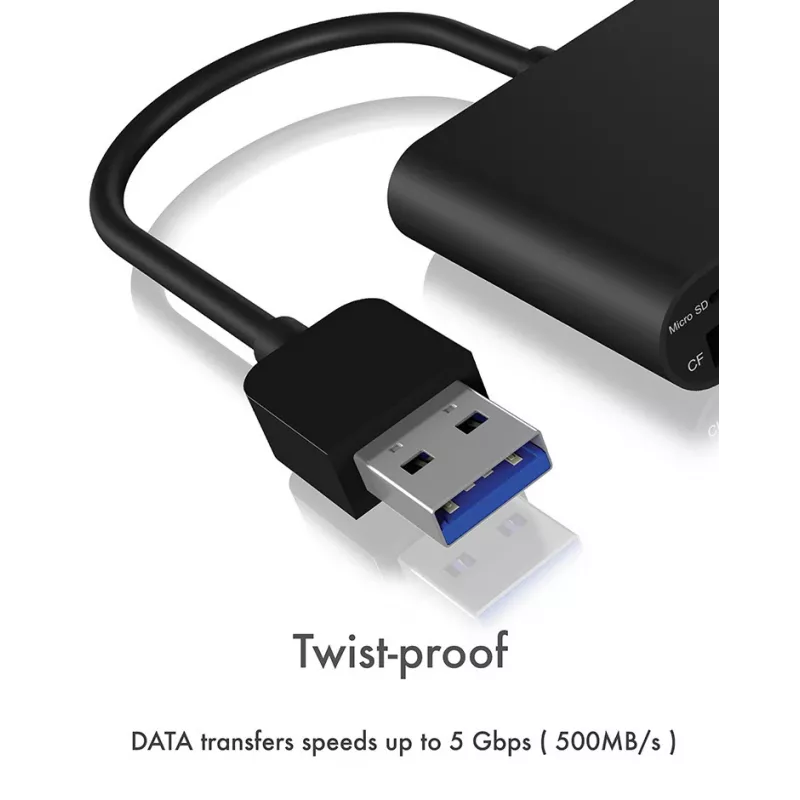 ICY BOX IB-CR301-U3 Lector de tarjetas USB 3.2 Gen 1 (3.1 Gen 1) negro
