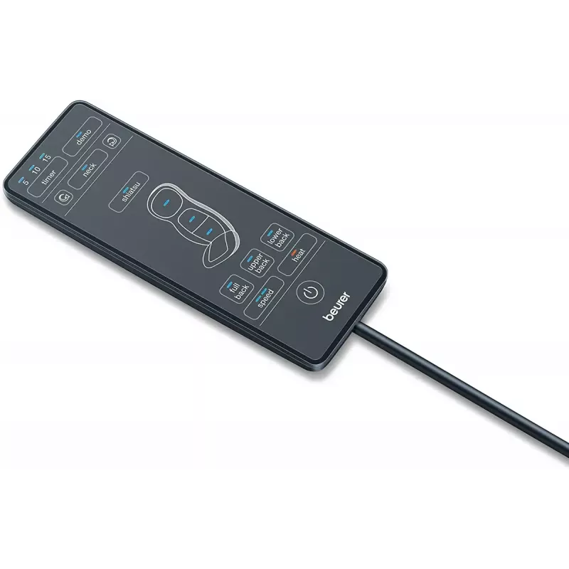 Beurer MG 254 funda de asiento de masaje Shiatsu para cuello y espalda completa, con función de calor, mando a distancia, negra/gris