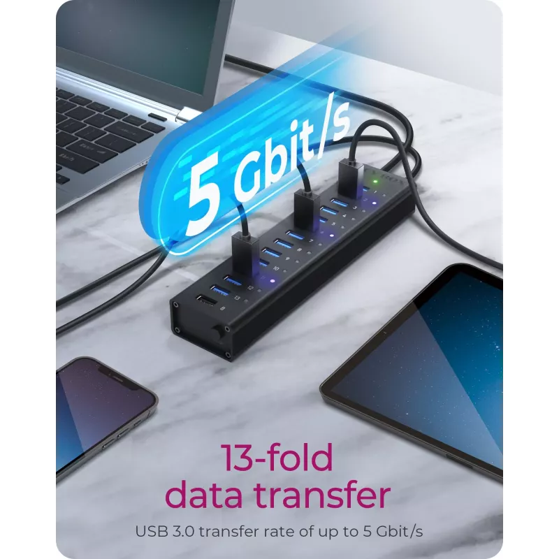 ICY BOX IB-AC6113 USB 3.2 Gen 1 (3.1 Gen 1) Type-B 5000 Mbit/s negro