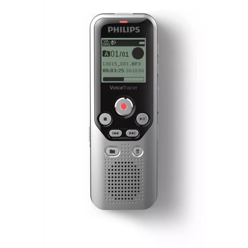 Philips DVT1250 Grabadora de voz memoria interna y tarjeta flash negra, gris