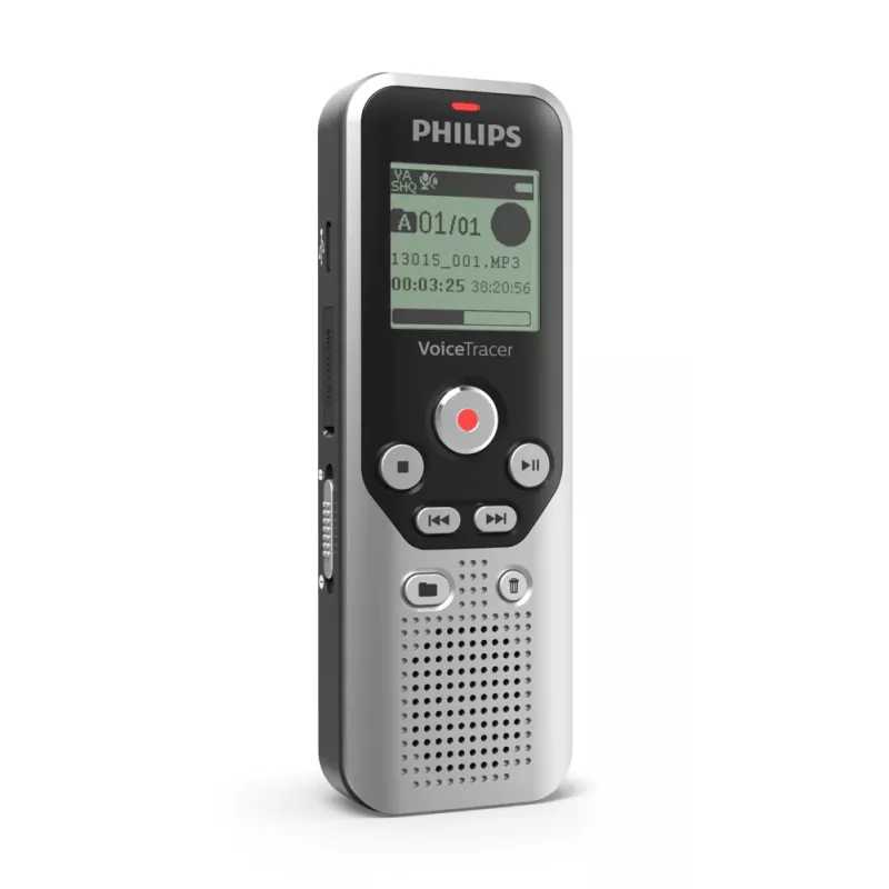 Philips DVT1250 Grabadora de voz memoria interna y tarjeta flash negra, gris
