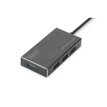 DIGITUS Hub USB 3.0, 4 puertos incl. fuente de alimentación 5V/2A carcasa de aluminio