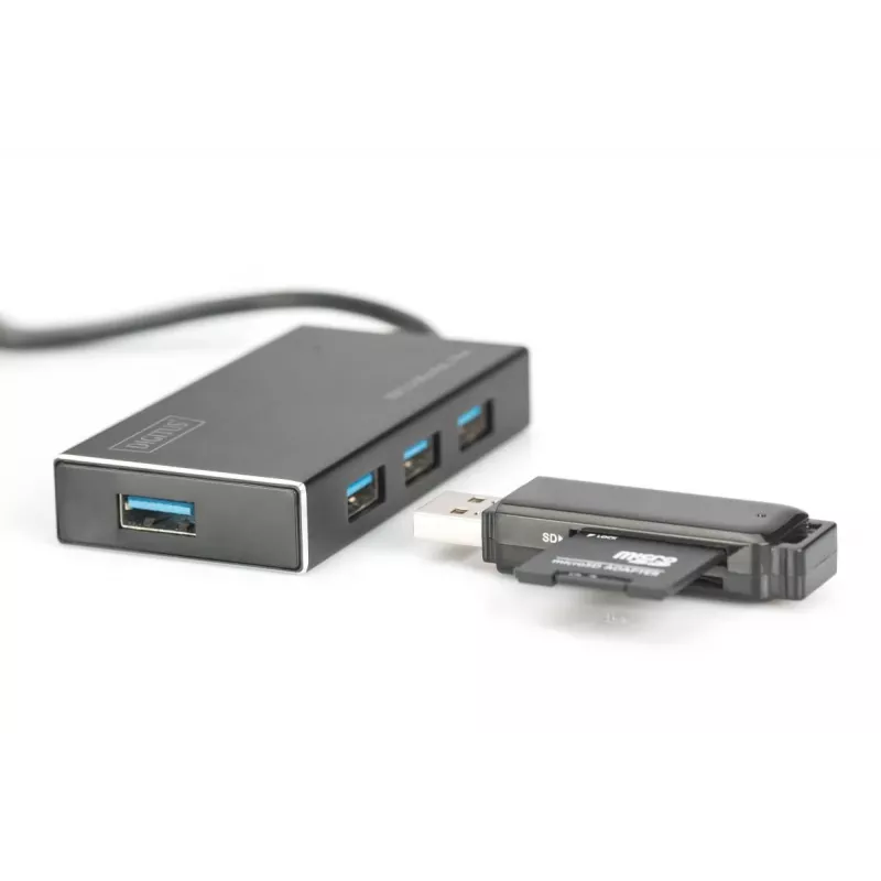 DIGITUS Hub USB 3.0, 4 puertos incl. fuente de alimentación 5V/2A carcasa de aluminio