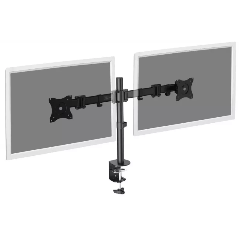 Soporte de sobremesa DIGITUS para doble monitor con pinza para monitores de hasta 70 cm (27