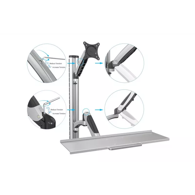 Soporte de pared flexible DIGITUS para puestos de trabajo para monitor+teclado (DA-90354)