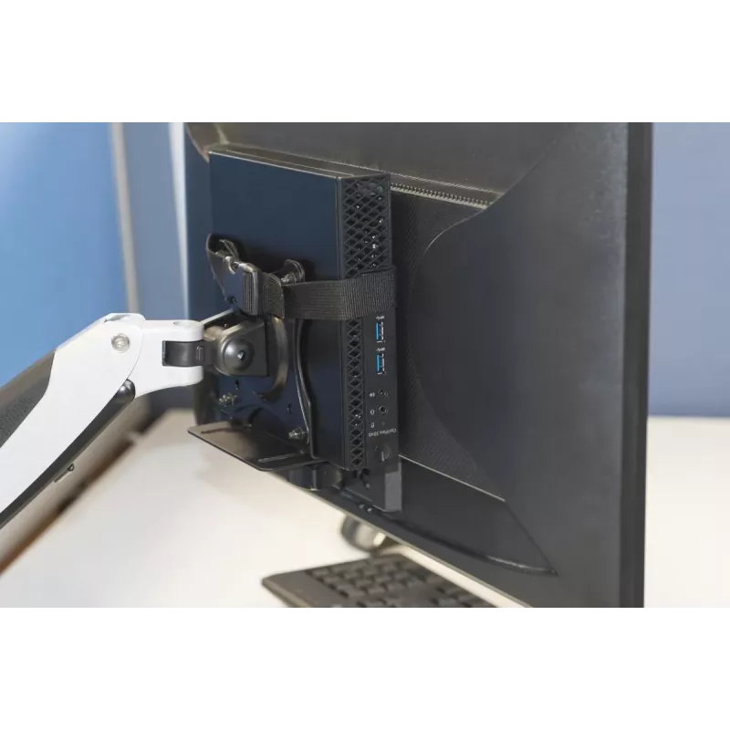 Soporte multifuncional DIGITUS mini para PC de sobremesa, para mesa, pinza o entre un soporte de monitor inst. VESA 75x75, 100x100