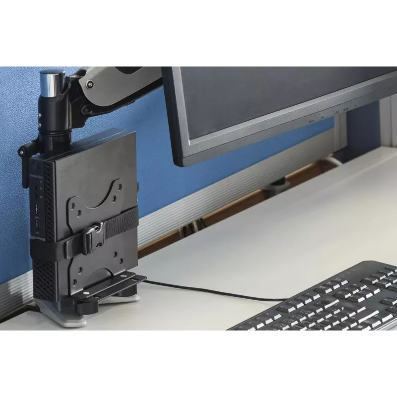 Soporte multifuncional DIGITUS mini para PC de sobremesa, para mesa, pinza o entre un soporte de monitor inst. VESA 75x75, 100x100