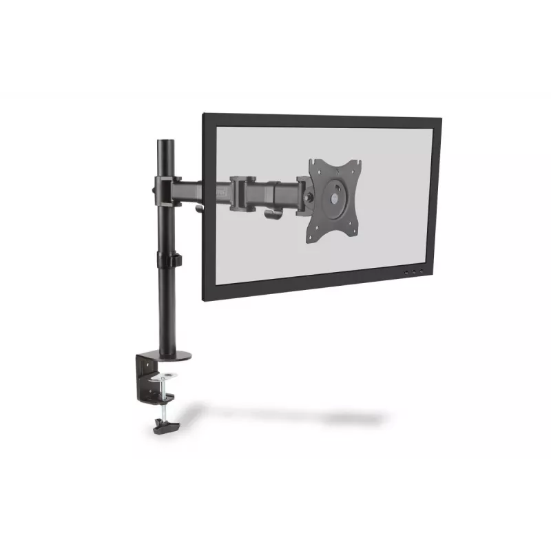 Soporte de pinza de mesa “DIGITUS” para un solo monitor, negro, giro 45°, inclinación 45°, rotación 360°, TFT de 15 inch - 27 inch, carga máx. 8 kg, VESA máx. 100x100