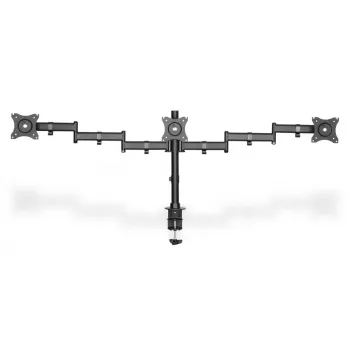 Soporte de pinza de mesa DIGITUS para triple monitor, negro, giro 90 grados, inclinación 45 grados, rotación 360 grados, TFT de 15-27