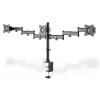 Soporte de pinza de mesa DIGITUS para triple monitor, negro, giro 90 grados, inclinación 45 grados, rotación 360 grados, TFT de 15-27 inch, carga máx. 3x8 kg, VESA máx. 100x100