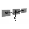 Soporte de pinza de mesa DIGITUS para triple monitor, negro, giro 90 grados, inclinación 45 grados, rotación 360 grados, TFT de 15-27 inch, carga máx. 3x8 kg, VESA máx. 100x100