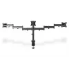 Soporte de pinza de mesa DIGITUS para triple monitor, negro, giro 90 grados, inclinación 45 grados, rotación 360 grados, TFT de 15-27 inch, carga máx. 3x8 kg, VESA máx. 100x100