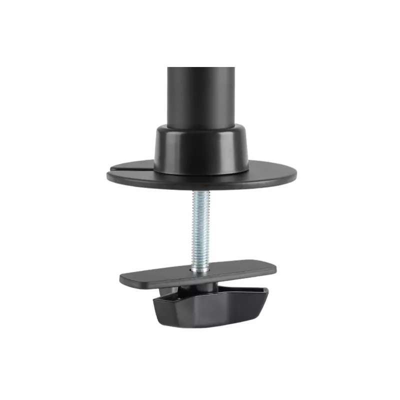 Soporte de pinza de mesa DIGITUS para triple monitor, negro, giro 90 grados, inclinación 45 grados, rotación 360 grados, TFT de 15-27 inch, carga máx. 3x8 kg, VESA máx. 100x100