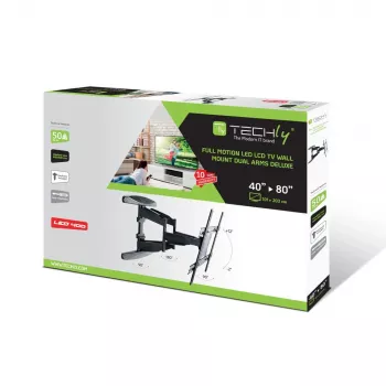 Soporte de pared Techly 40-80 ultra fino Full Motion para TV LCD negro