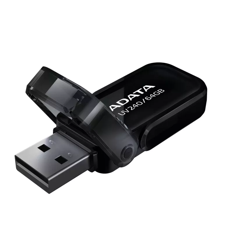Memoria USB ADATA USB Type-A 2.0 64 GB UV240, negra, diseño con tapa