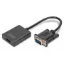 Convertidor DIGITUS VGA a HDMI + audio (3,5 mm) Full HD (1080p), tipo cable 15 cm negro