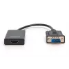 Convertidor DIGITUS VGA a HDMI + audio (3,5 mm) Full HD (1080p), tipo cable 15 cm negro